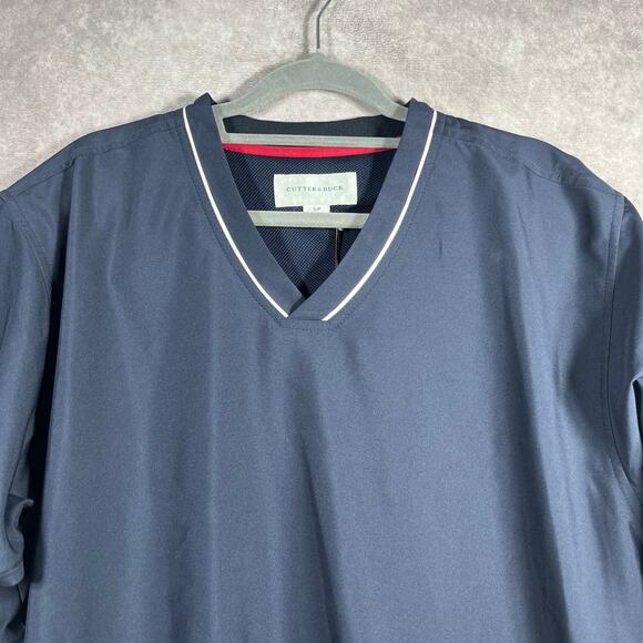 Cutter & Buck Golf Jacket Mens S Navy Blue Windbreaker Short Sleeve‎ V-Neck NEW - Picture 3 of 10